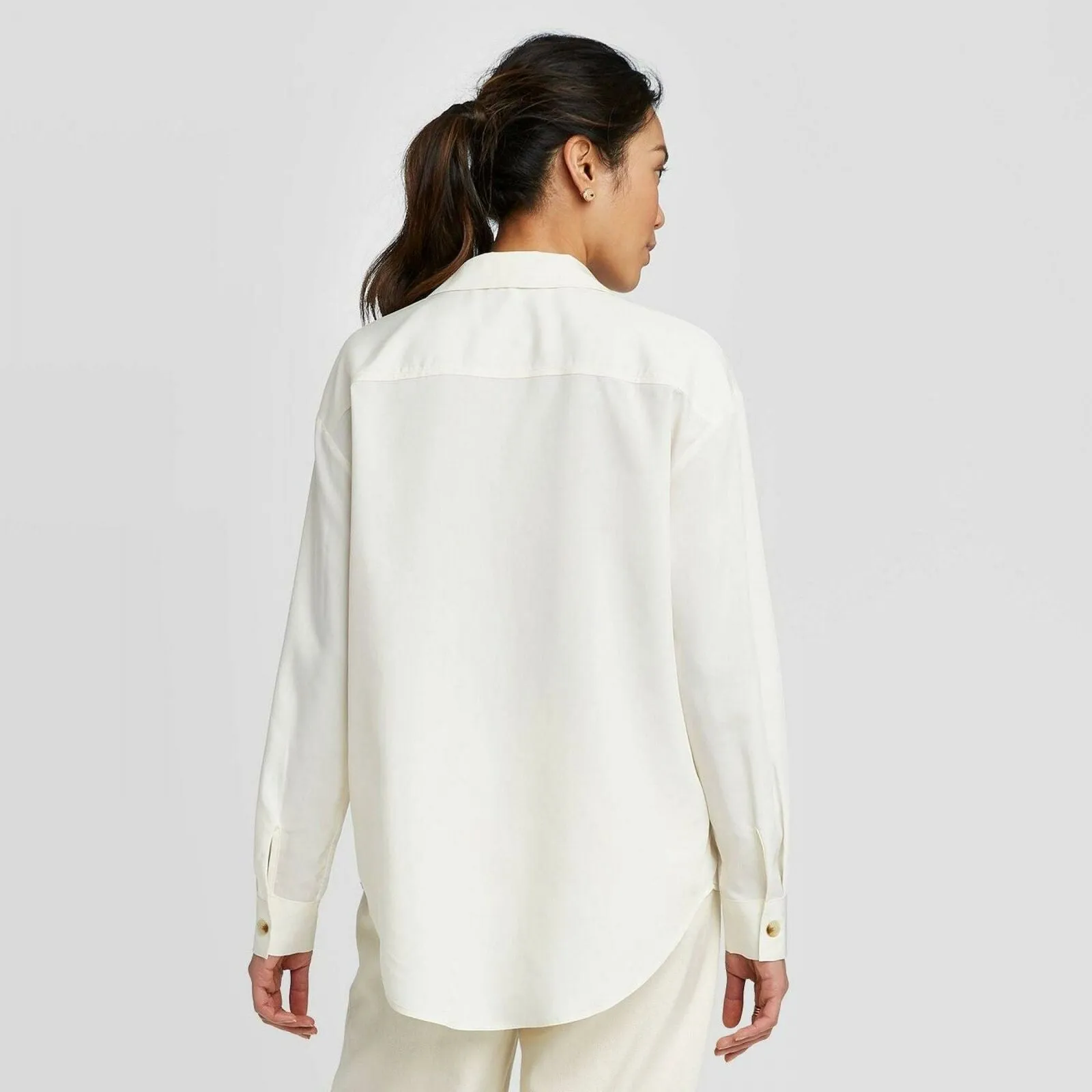 A New Day Women's Long Sleeve Button-Down Utility Top