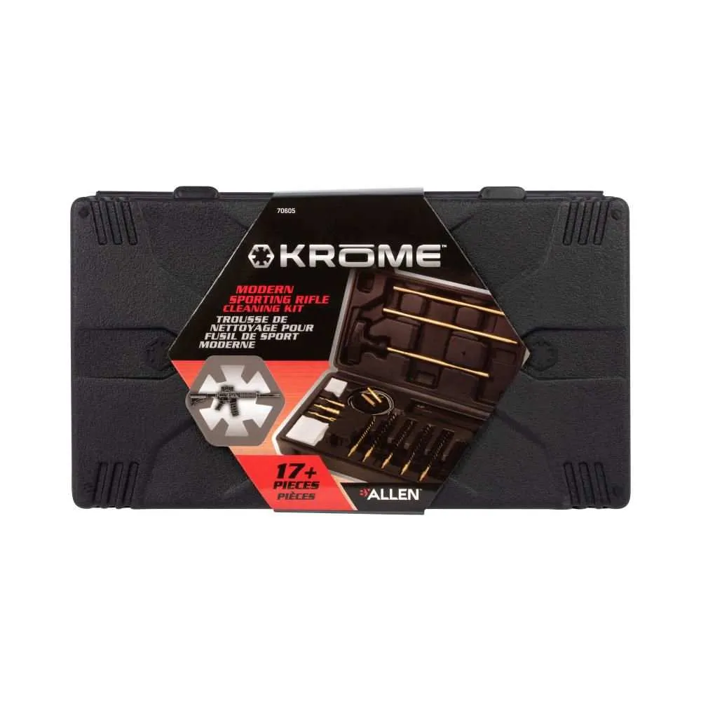 Allen Krome Modern Sporting Rifle Cleaning Kit, .22, .223, 30, & 308 Cal., 17-Pieces, Black by Allen