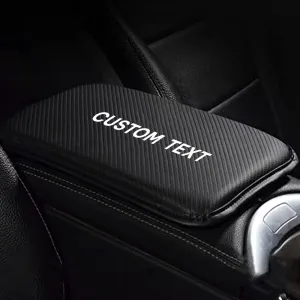 Custom Text For Center Console Pad, Compatible with All Cars, Carbon Fiber PU Leather Auto Armrest Cover Protector, Waterproof Car Armrest Seat Box Cover WQ13991