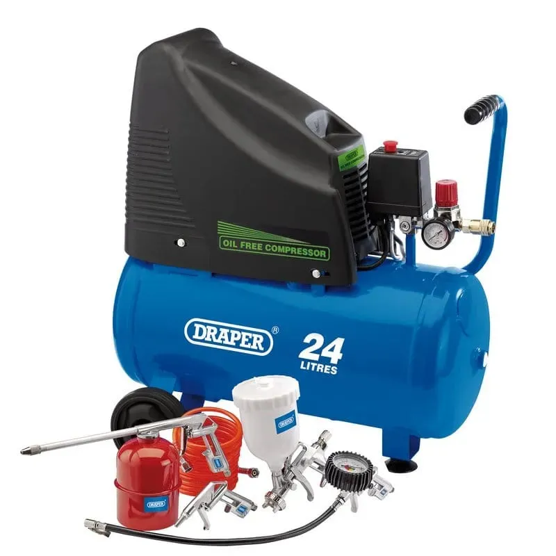 Draper 90126 230V Oil Free Compressor And Air Tool Kit Dr-90126