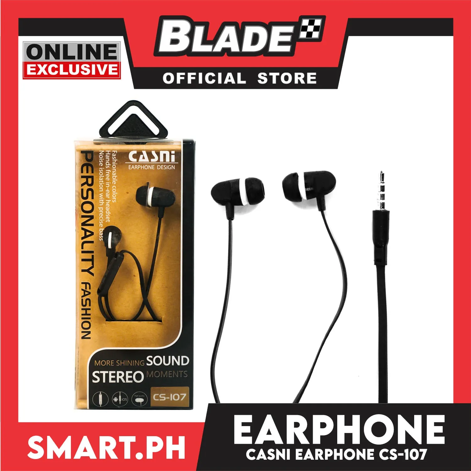 Gifts Earphone CS-107 Sound Stereo 3.5mm (Assorted Designs and Colors)