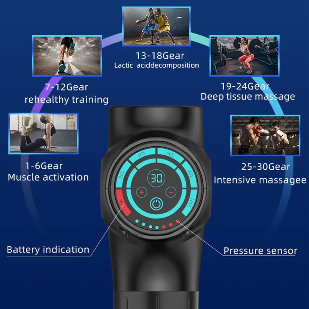 Massage Gun 30 Speed Tissue Powerful Percussion Massager With 6 Heads
