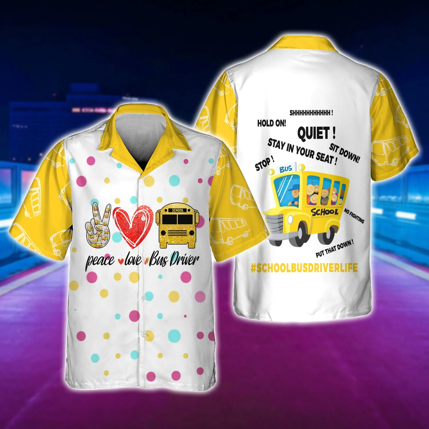 Peace Love Bus Driver - 3D Full Print Shirts