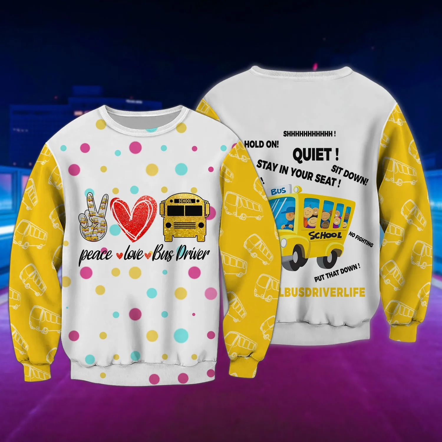 Peace Love Bus Driver - 3D Full Print Shirts