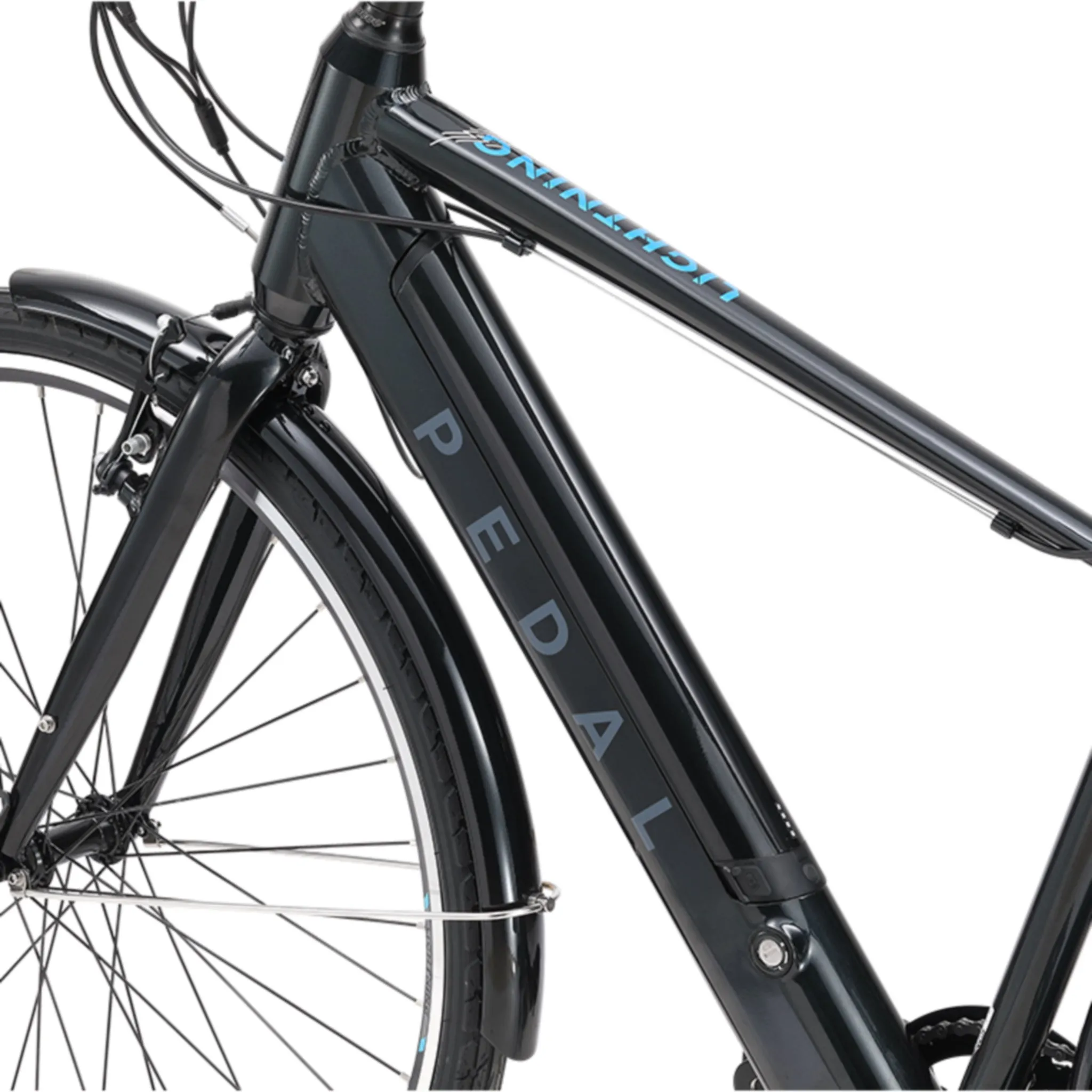 Pedal Lightning Electric Bike 700c Wheels 374Wh Battery Black