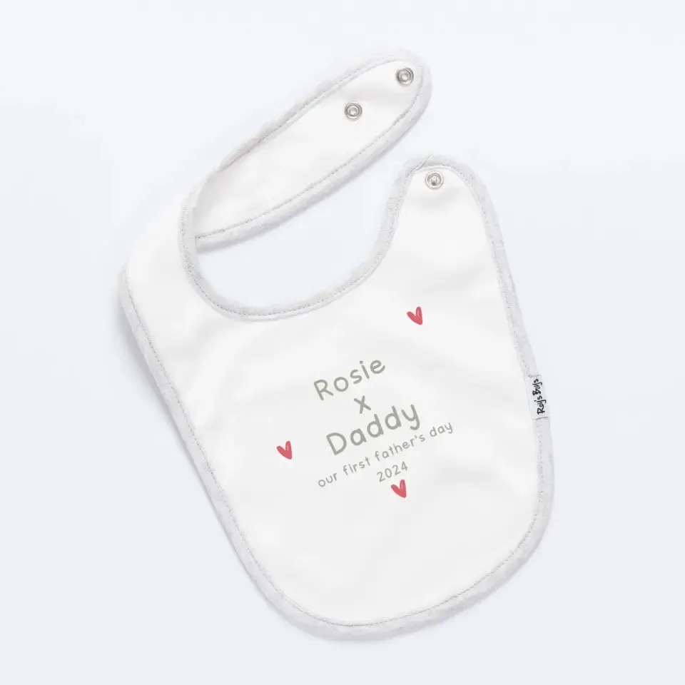 Personalised Our First Father's Day Name Baby Bib