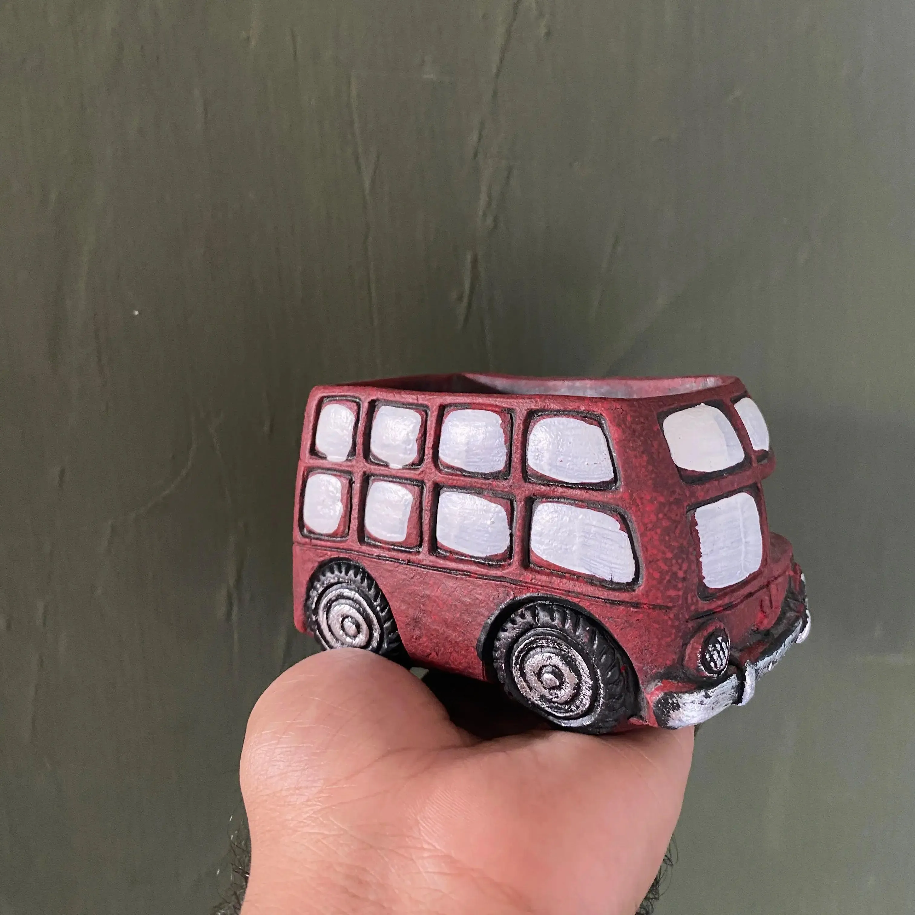 Red Double-Decker Bus Plant Pot