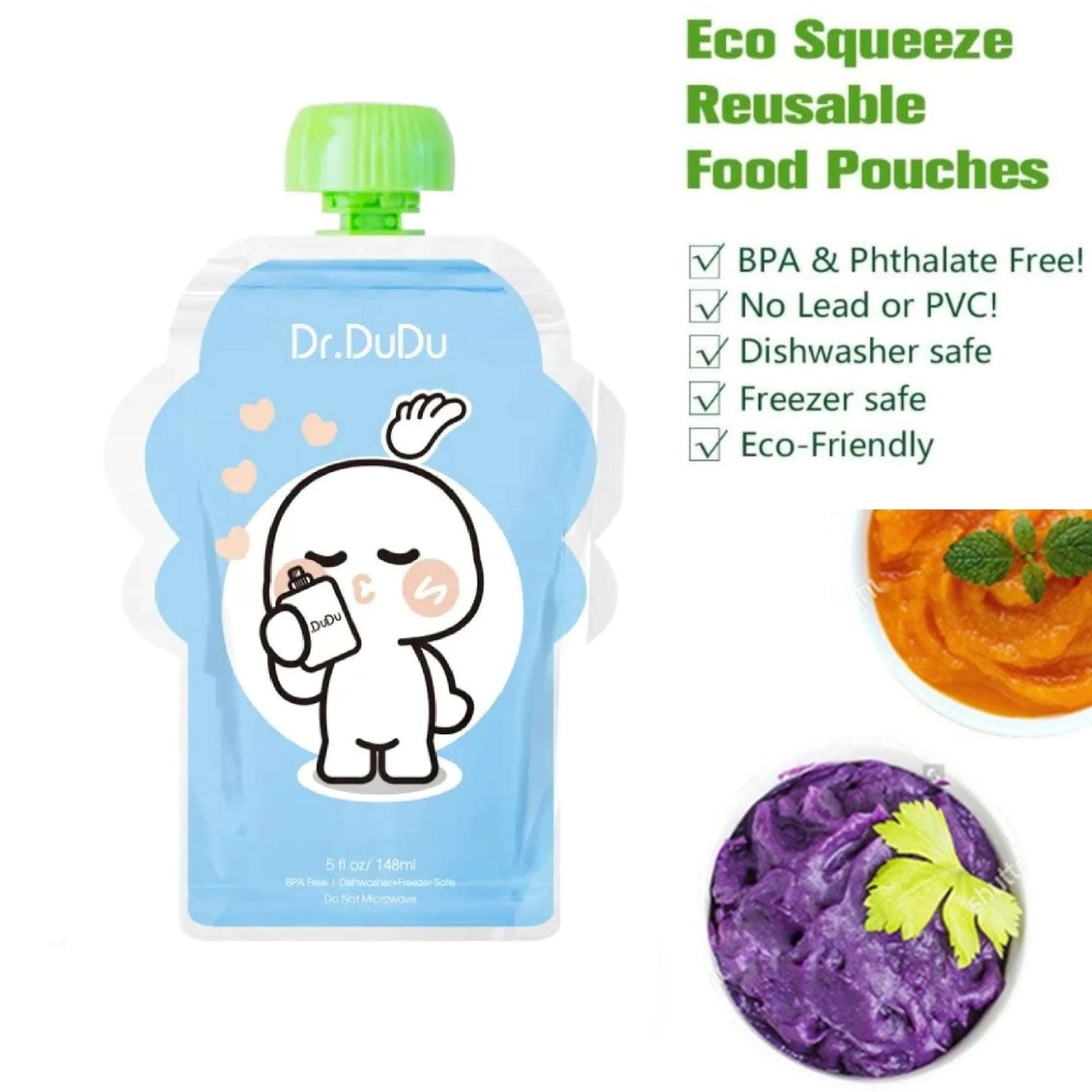 Reusable Food Pouches (For baby food or yogurt) - 5 Pack