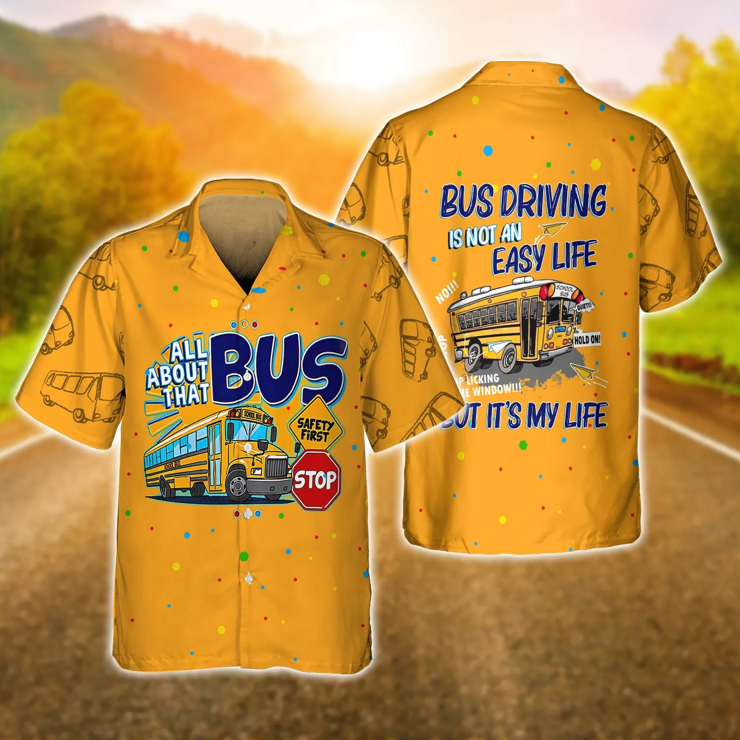 School Bus- All About That Bus Safety First Stop - 3D Full Print