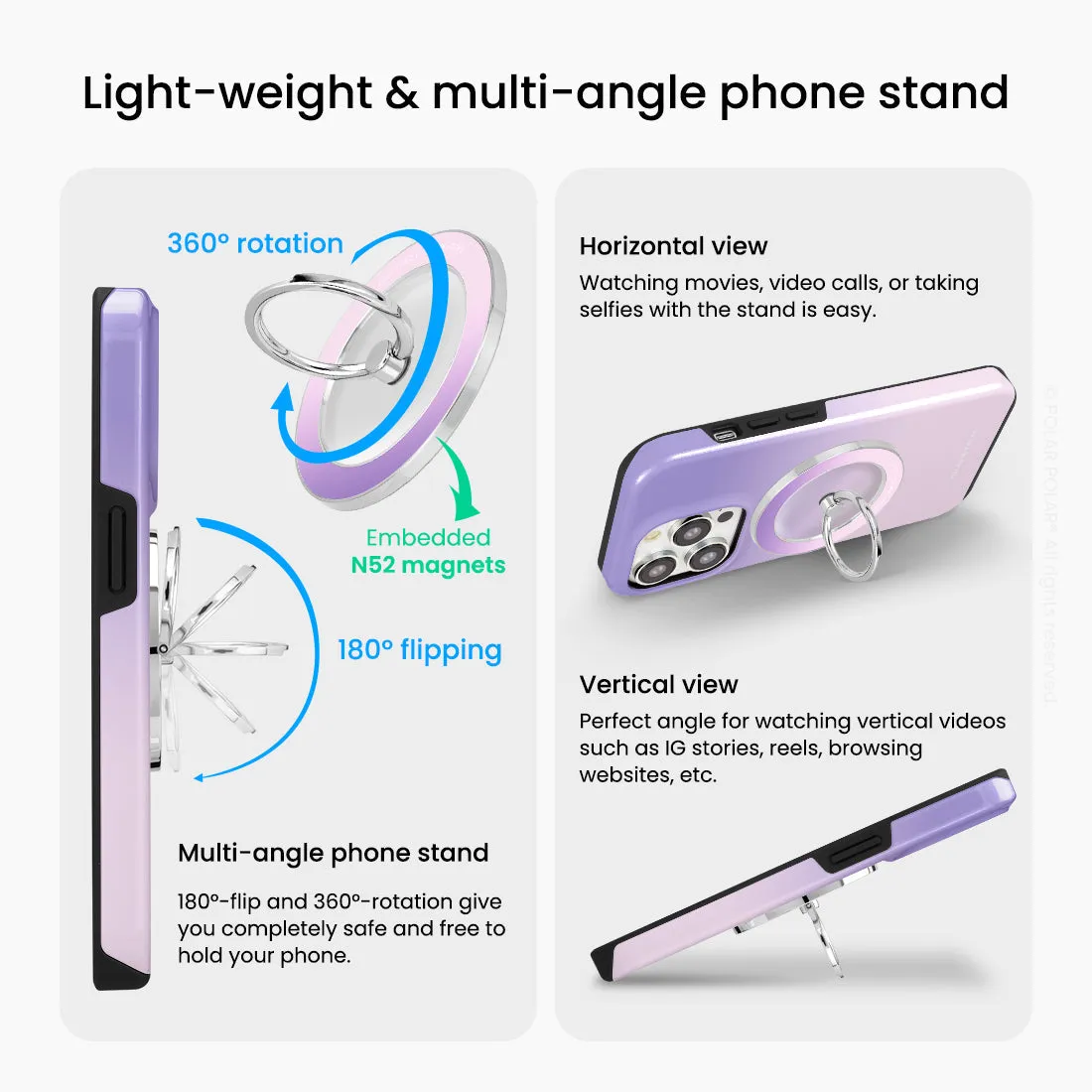 Violet Blue Pastel - Silver MagSafe Phone Grip and Ring Holder Stand